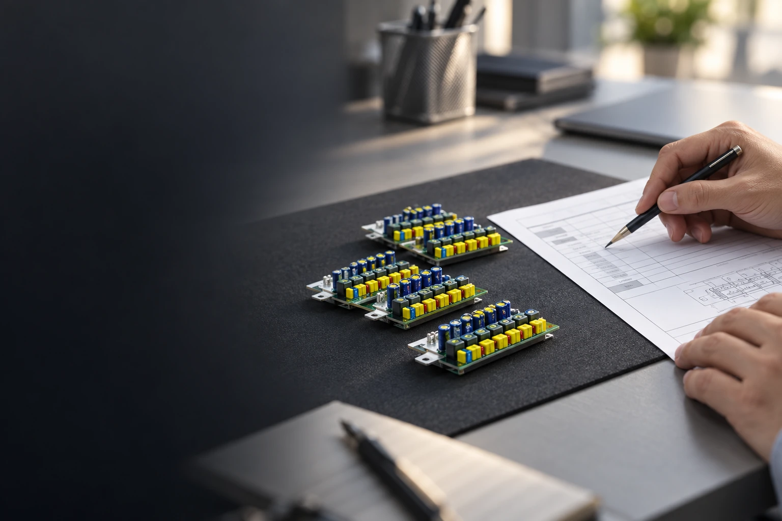Circuit boards reviewed against a specification sheet