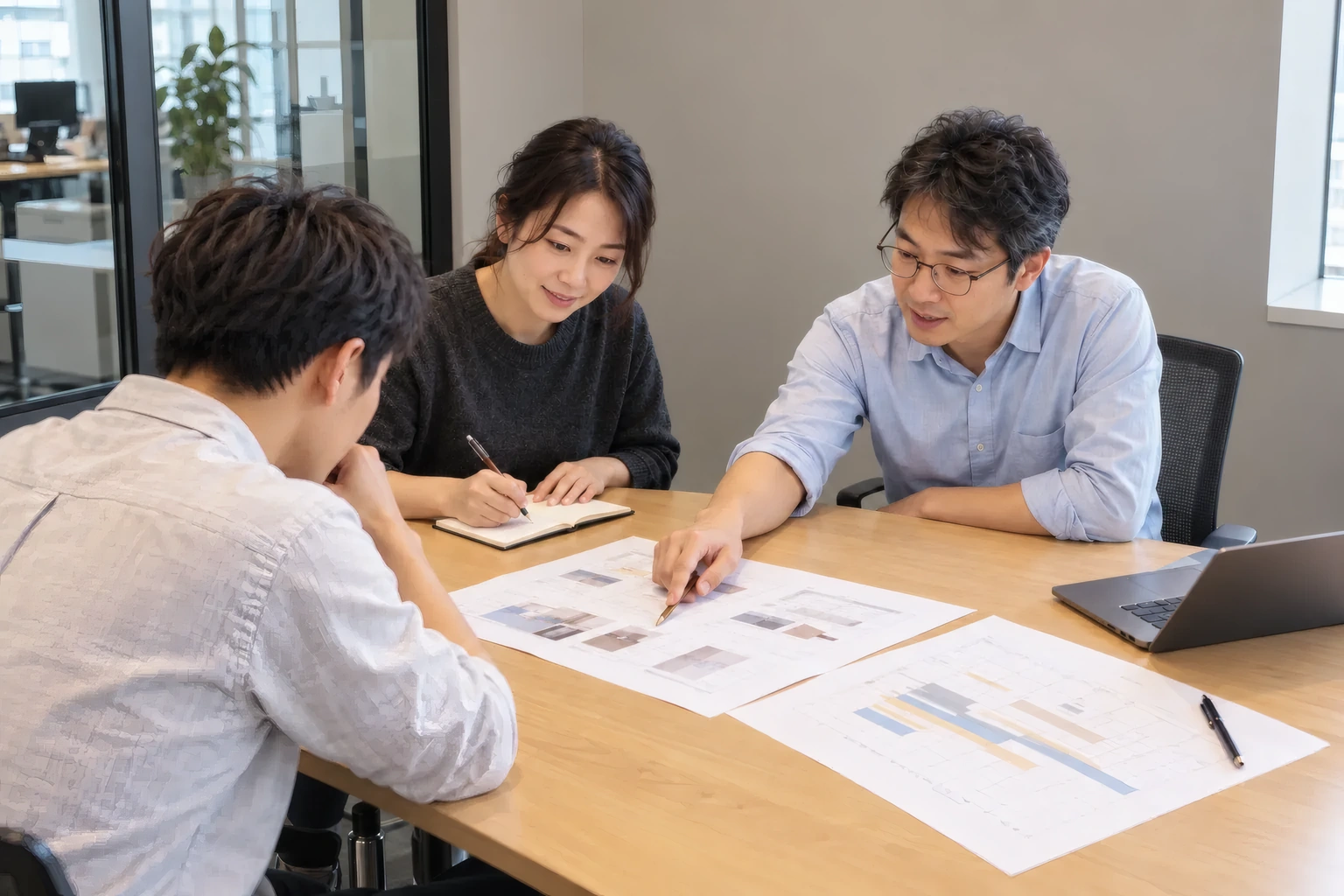 Program team reviewing a product plan